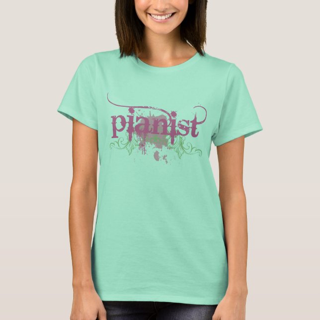 Camiseta Camisa-T Pianista Rosa (Frente)