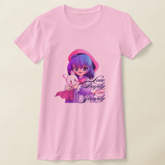 Camiseta Camisa-T, rosa-anime-branca