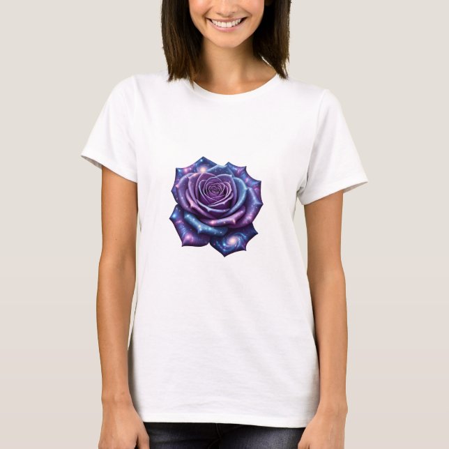 Camiseta Camisa-T-Rosa cósmica - Sangue celestial no espaço (Frente)