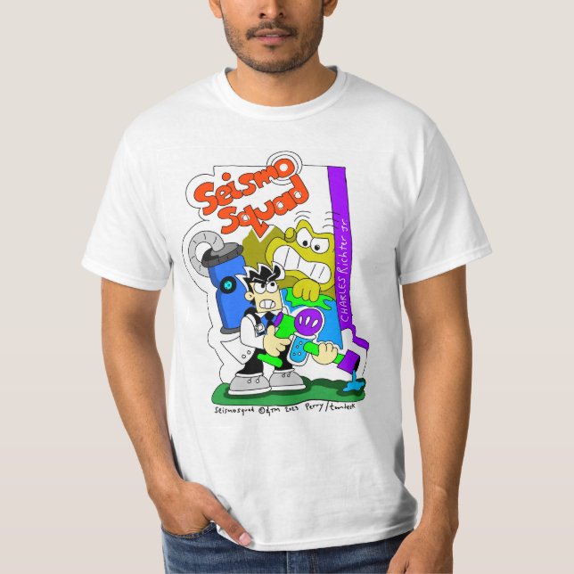 Camiseta Camisa-T SeismoSquad (Charles Richter Jr.) (Frente)