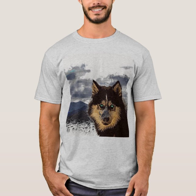 Camiseta Camisa-T Siberian Husky (Frente)