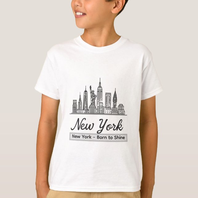 Camiseta Camisa-T-Skyline de Nova Iorque - Estátua da Liber (Frente)