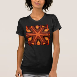 Camiseta Camisa-T tribal negra e laranja