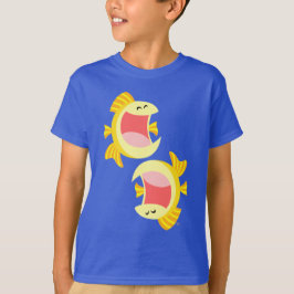 Camiseta Camisa-X de Peixes de Cartoon Bonitos