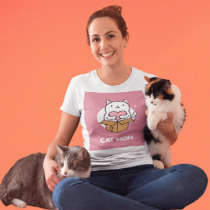 CAMISETA CAMISAS-T DE TINTA DE MÃE DE GATO, CAMADAS-T