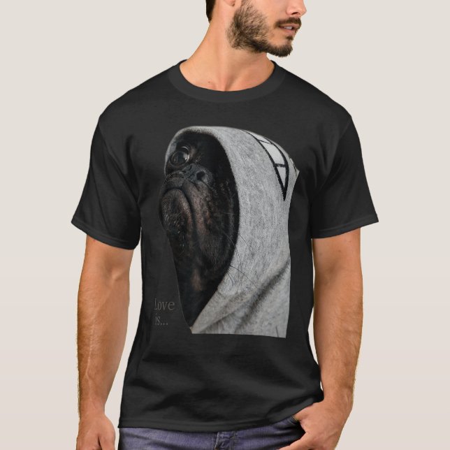 Camiseta Camiseiros Black Pug Homens Pug Mãe Vida Pai Tee L (Frente)