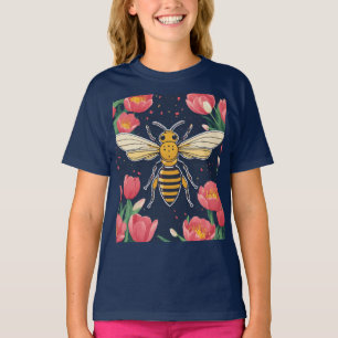 Camiseta Camiseiros De Abelhas E Tulipas De Whimsical