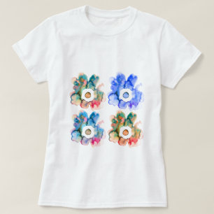 Camiseta Camiseta-abstrato de-arte, de aquarela floral