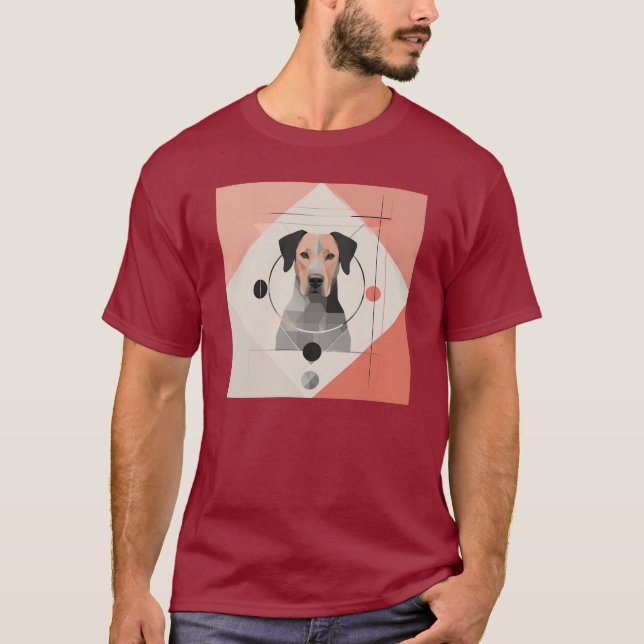 Camiseta Camiseta-Abstrato de-Cão-Cachorro Para Pássaros-Cã (Frente)