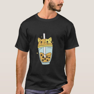 Camiseta camiseta-arte-gato-amarelo-boba-chá-fofo-por- T-Sh