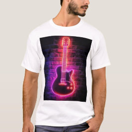 Camiseta Camiseta-base de guitarra neon masculina moderna