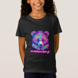 Camiseta Camiseta-bebê rosa-néon-urso da mãe