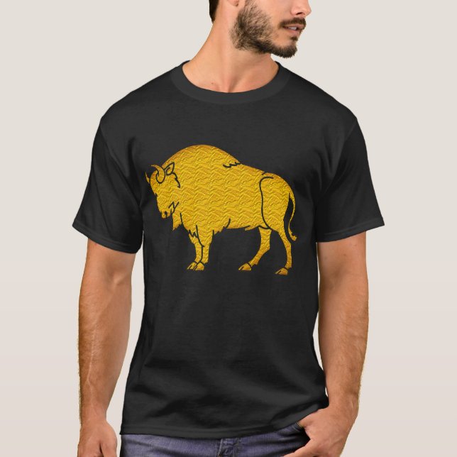 Camiseta camiseta-camiseta ouro-americana bison (Frente)