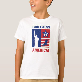 Camiseta Camiseta-Capa redonda de pescoço da América deus a
