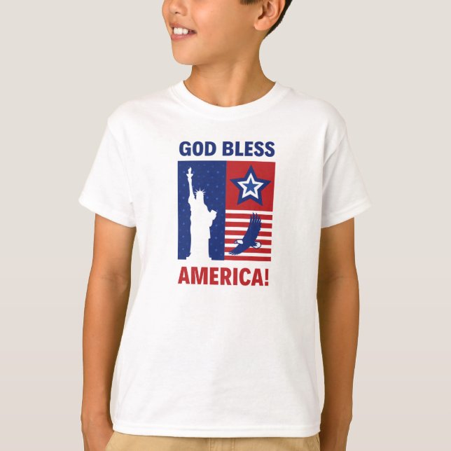 Camiseta Camiseta-Capa redonda de pescoço da América deus a (Frente)