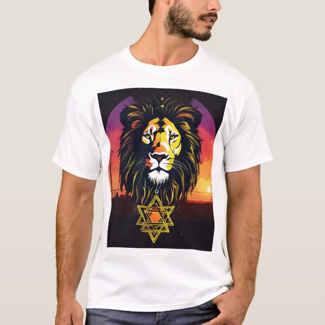 Camiseta "Camiseta da Cabeça de Leão Silhueta - Negrito e P (Frente)