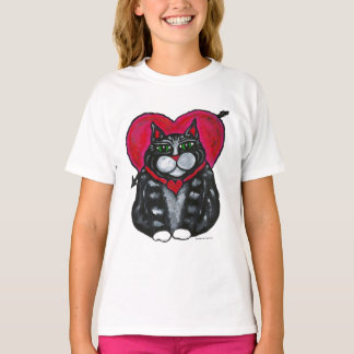 Camiseta Camiseta-da-menina de manga curta e gata-gordura e