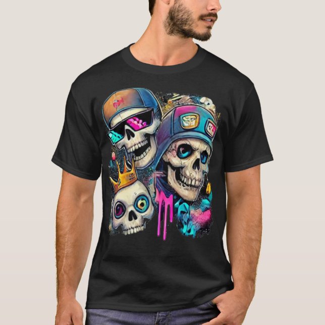 Camiseta "Camiseta de crânio vibrante, Arte Exclusiva de Ne (Frente)