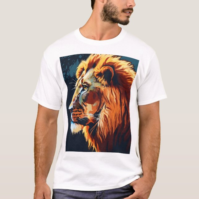 Camiseta "Camiseta de Leão Silhueta - Negrito e Poderoso'' (Frente)