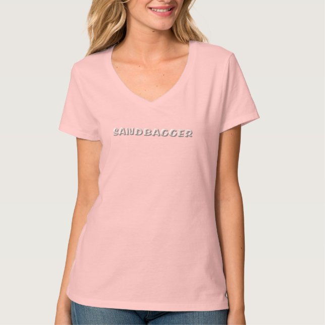 Camiseta Camiseta-de-pescoço-rosado-rosado-sandbagger (Frente)