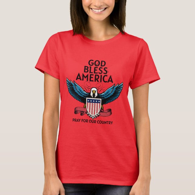 Camiseta Camiseta-de-saia-mulher da América deus abençoe (Frente)