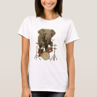 Camiseta-Design de Elefante Jogadora de Tambor
