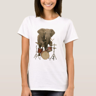 Camiseta Camiseta-Design de Elefante Jogadora de Tambor