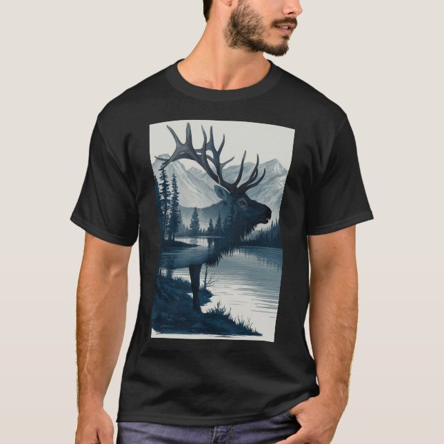 Camiseta "Camiseta dos Veados da Montanha Majestosa" (Frente)