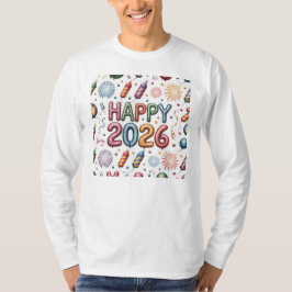 Camiseta Camiseta-Feliz Ano Novo 2026 Família Combinando