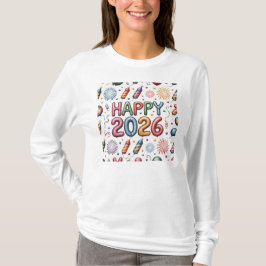 Camiseta Camiseta-Feliz Ano Novo 2026 Família Combinando