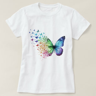 Camiseta 🦋🌈Camiseta Feminina Borboleta Explosão de Cor 🦋