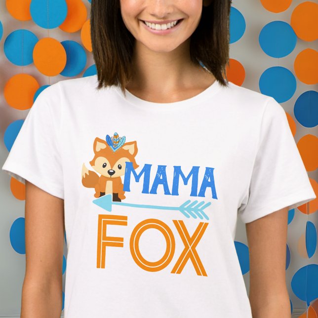 Camiseta Camiseta-Festa de aniversário Mama Fox Wild One Wo (Mama Fox Party Shirt for Woodland Baby Shower or Birthday. Perfect for Wild One or One Happy Camper)