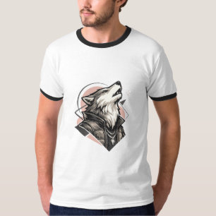 Camiseta "Camiseta Geométrica do Lobo Majestoso"