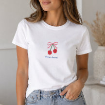 Camiseta | Camiseta Gráfica Fofa com Laço Charmoso