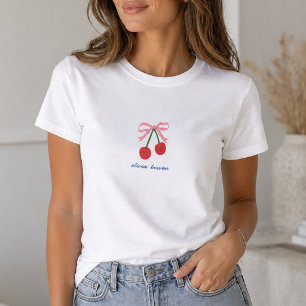 Camiseta   Camiseta Gráfica Fofa com Laço Charmoso