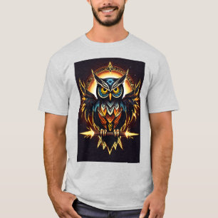 Camiseta Camiseta-Impressão de-Coruja Elegante - Teto Inspi