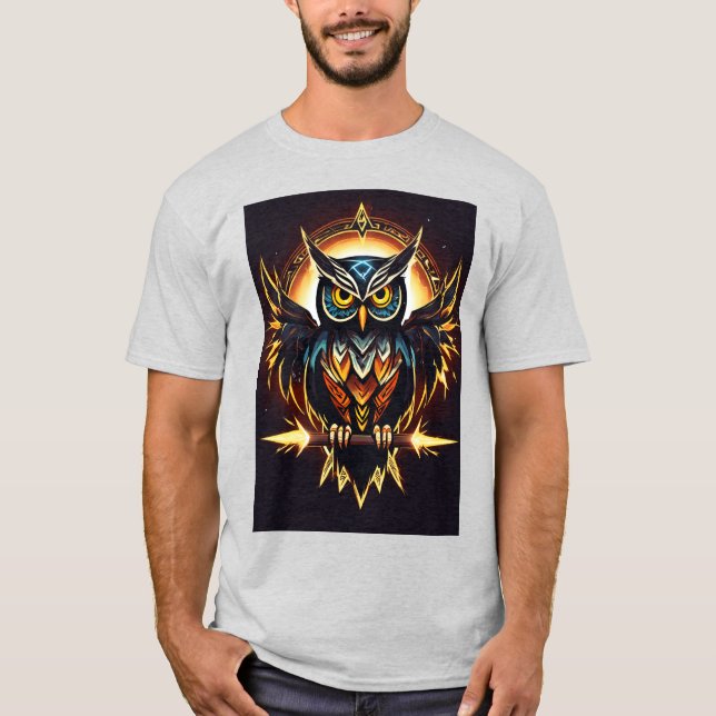 Camiseta Camiseta-Impressão de-Coruja Elegante - Teto Inspi (Frente)