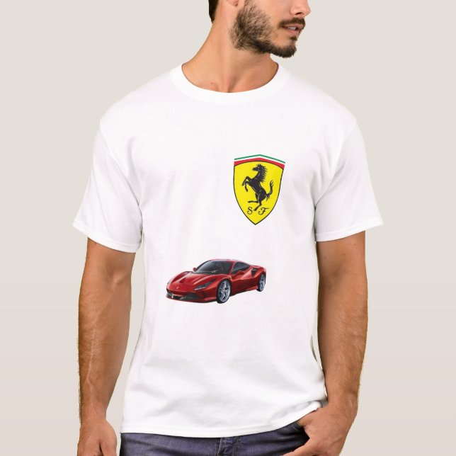 Camiseta Camiseta-Logotipo Ferrari Masculina - Para Entusia (Frente)