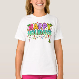 Camiseta "Camiseta Luzes de Biscoito Feliz Natal"