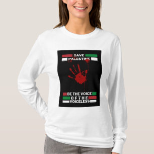 Camiseta Camiseta-manga das mulheres na Palestina Livre S