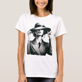 Camiseta Camiseta-retrato das mulheres na moda brancas e pr