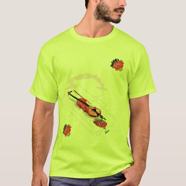 Camiseta Camiseta: Rosa de Piano e Violino de Sua e Dela (Frente)