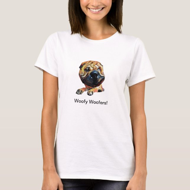 Camiseta Camiseta-T-Camisa-Cachorro Engraçado Shar Pei (Frente)