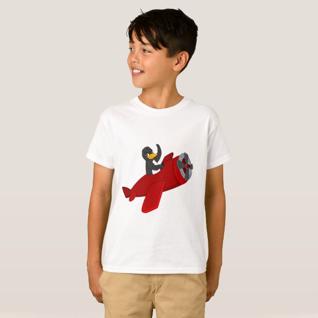 Camiseta Camiseta-T-Cartoon voadora de pinguins (Frente Completa)