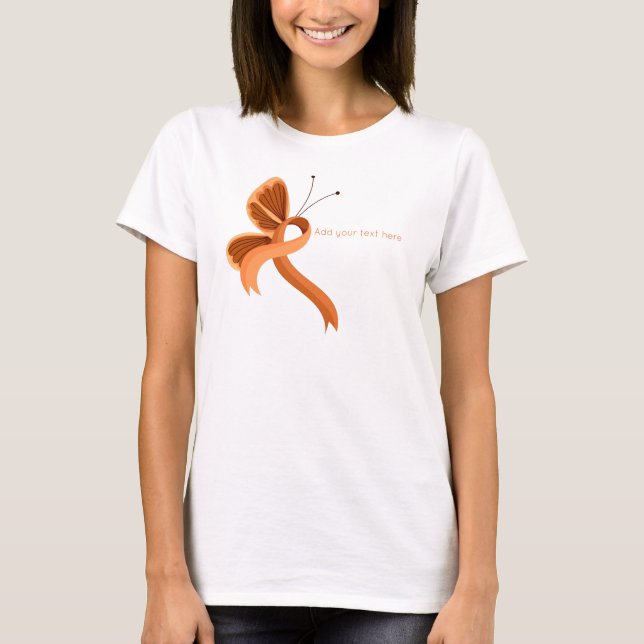 Camiseta Camiseta-T da Borboleta de Sensibilização Laranja (Frente)