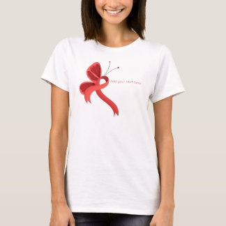 Camiseta Camiseta-T da Borboleta de Sensibilização Vermelha