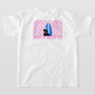 Camiseta Camiseta-T da Surf Negra Cachorro Rosa