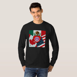 Camiseta Camiseta-T de Capa Longa Unisex Canadá-México-EUA