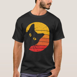 Camiseta Camiseta-T de Gato Pêekaboo Retro Sunset