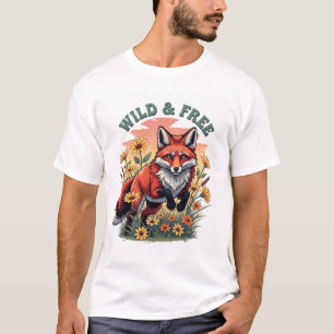 Camiseta Camiseta-T de Raposa Selvagem e Livre - Vintage Na
